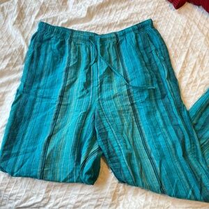 Orvis Blue Striped Linen Pants